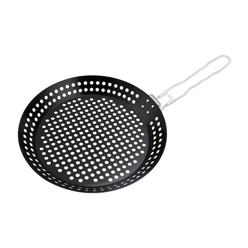 Bbq Frying Pan With Holes Not-easy Stick Bbq Grill Pan Stainless Steel Folding Grill Pan