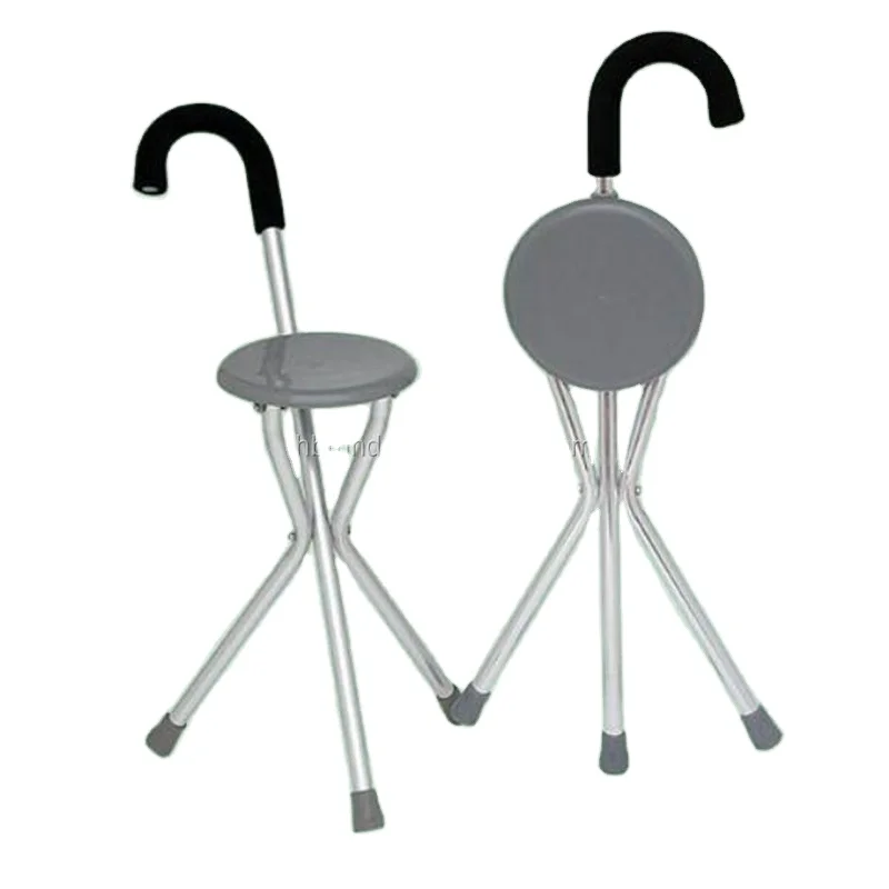 3 legs aluminium foldable walking stick, handle crutch with seat