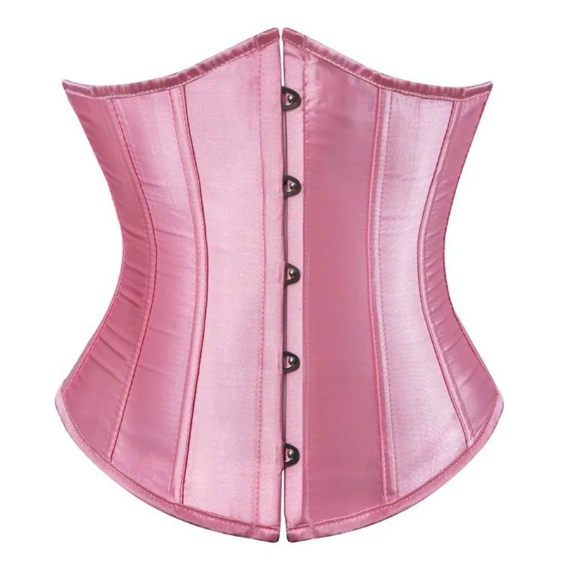 High Quality Sexy Satin Underbust Corset Lacing Bondage Satin Waist Cincher Slimming Body Shaper Corselet Lingerie S-6XL