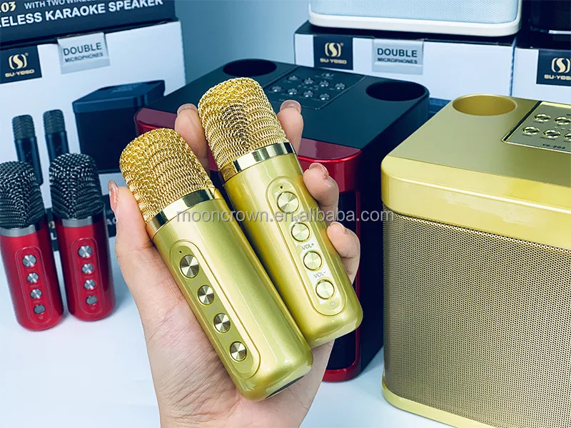 Wholesale Subwoofer speaker With dual wireless Microphones Home Party KTV YS203 portable outdoor Party wireless Karaoke speaker