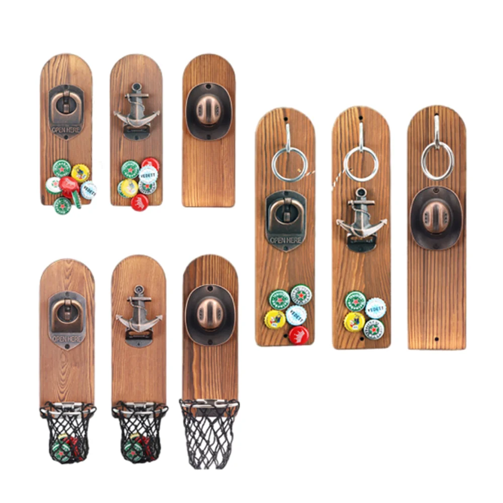 Custom Wooden Wall Mounted Bottle Opener Vintage Beer Cap Opener With Magnetic And Screws Wall Mounted Wooden Beer Bottle Opener