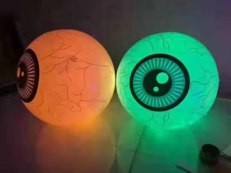 Giant round inflatable eye parties led light pvc inflatable glitter ball for hanging decoration