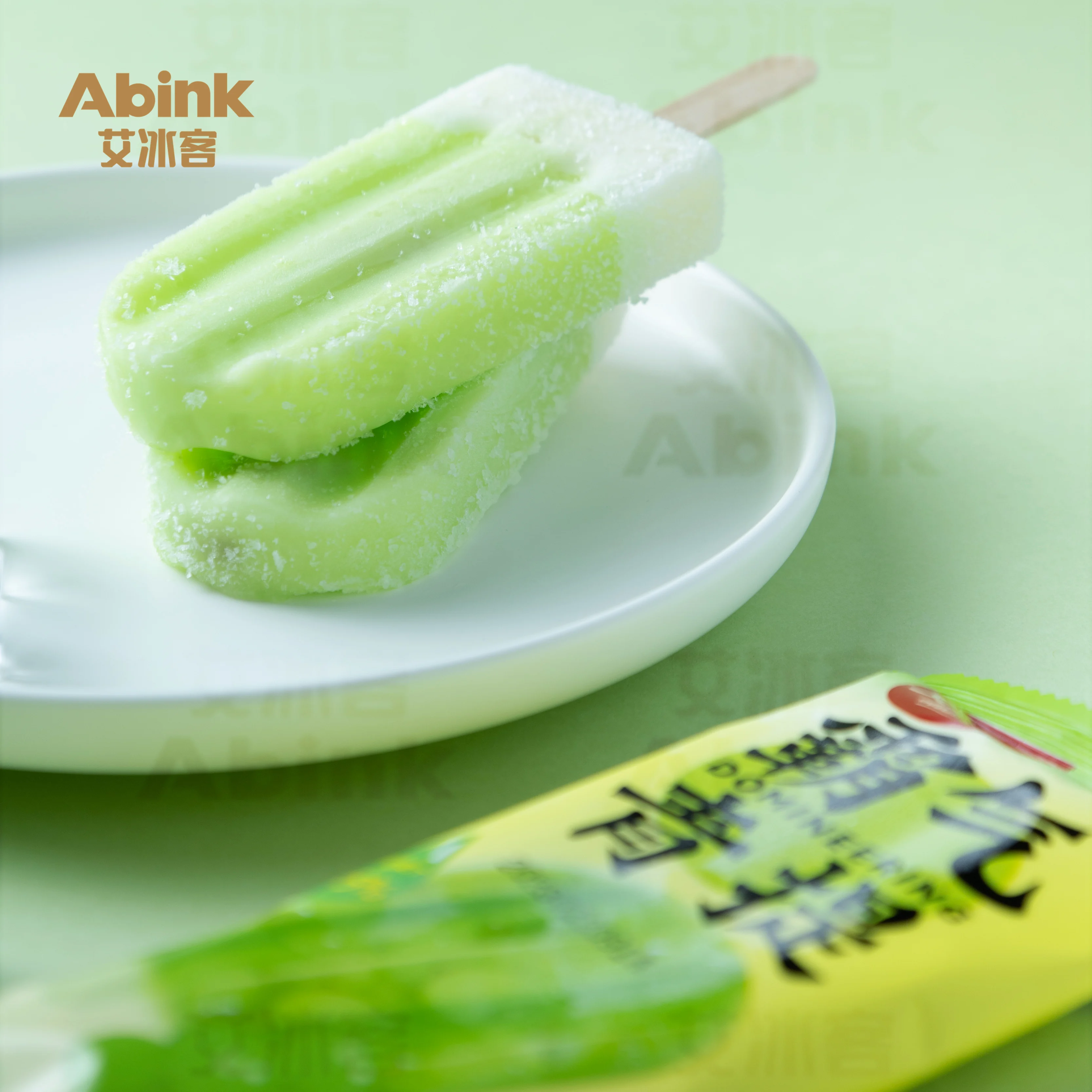 Abink Trending Milk Flavor Ice Cream Stick Packaged in a Confident Green Grape Crispy Chocolate Strawberry-Soft and Refreshing!