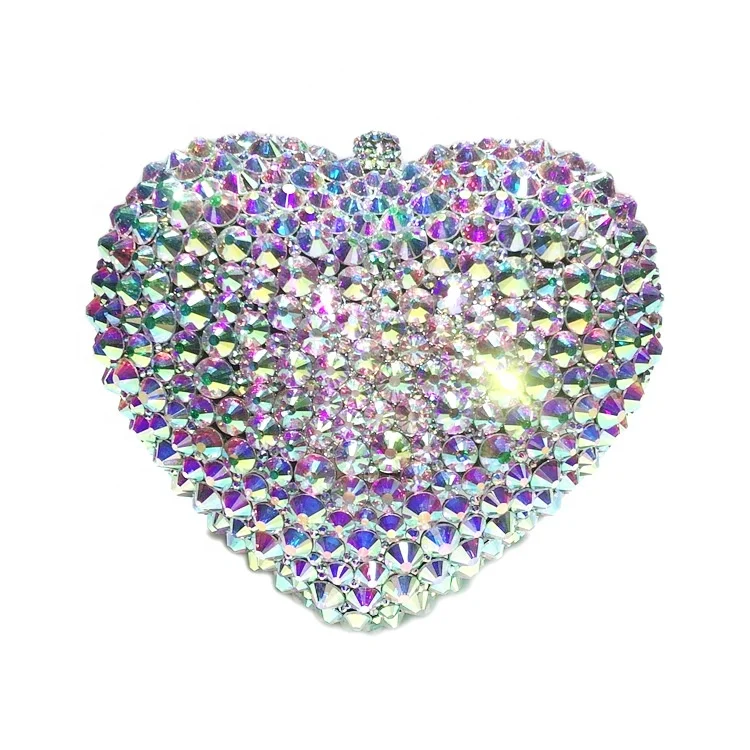 Amiqi MRY109 High quality handmade heart shape crystal and rhinestone evening bags