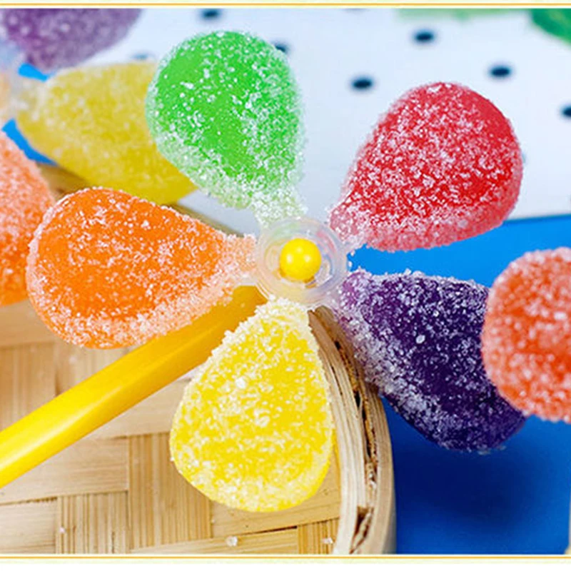OEM ODM Fruit Flavor Windmill Gummy Jelly Candy Lollipop wholesale Toys For Kids wholesale