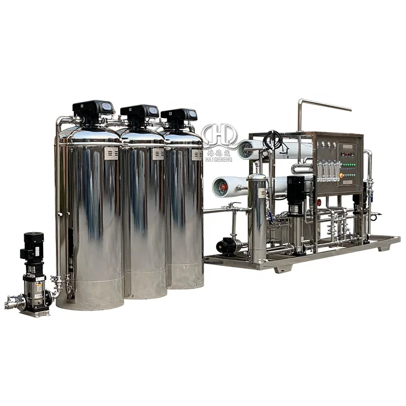 Main machine of 2T/H Double stage RO system by complete SS Material with Softener filter