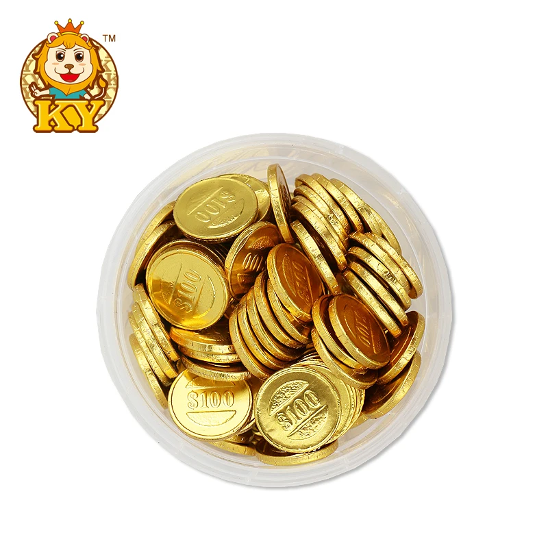Manufacturer wholesale chinese custom chocolate gold foiled coins top seller chocolate coin  candy sweets  for kids