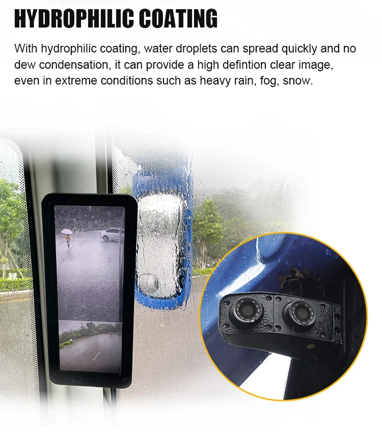 R46 12.3 inch AHD 1080P Backup Rearview Mirror Commercial Truck Bus Side View Camera Monitor System