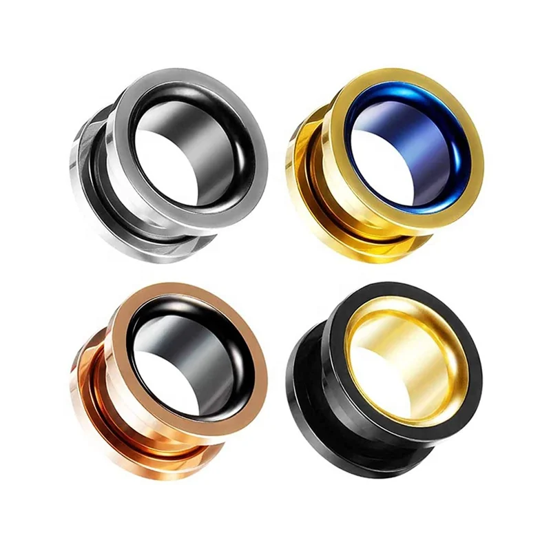 Colorful Surgical Steel Screw Flesh Stretchers Earrings Tunnel Gauges Plugs Piercing