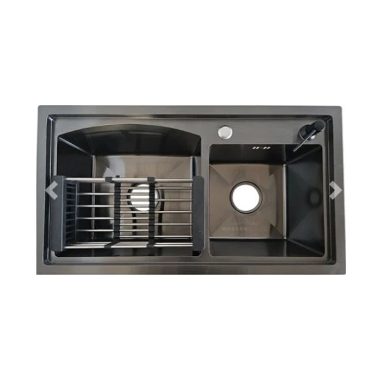 factory custom  stainless steel black kitchen sink one piece hand-made small kitchen sink with waste drain