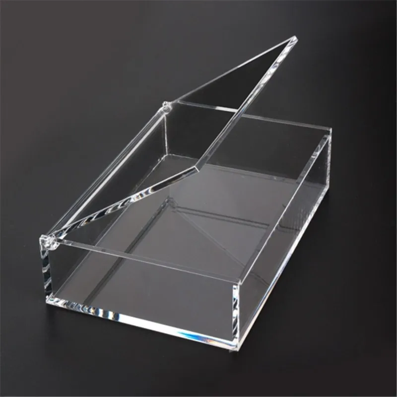 Factory Made Customized size Clear Transparent Acrylic PS Gift Storage Box with Hinged Lid For Gift Candy Flower Model