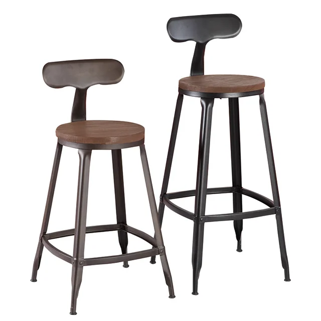 antique iron stackable restaurant bar dining kitchen stool vintage industrial style metal dining chair with wooden seat