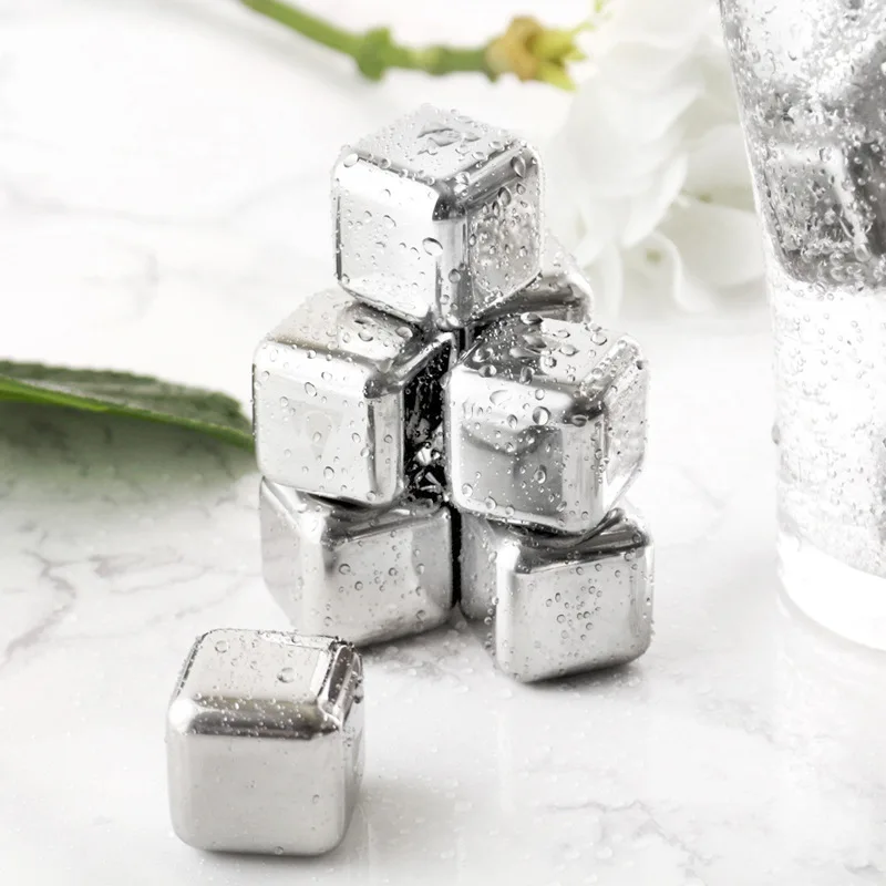 Custom personalized reusable metal stainless steel ice cube  artificial cocktail ice cubes