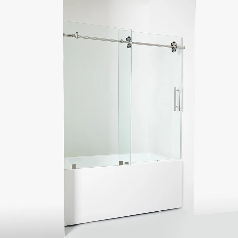 Wholesale high quality bathroom shower glass door small bathroom clear glass frameless double track sliding shower door
