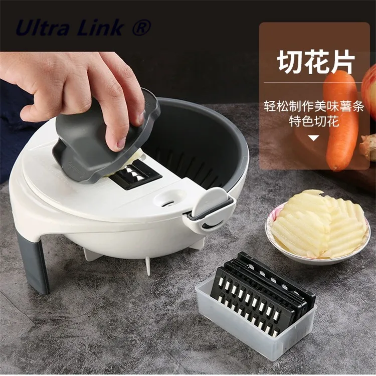 
Multifunction Vegetable Slicer with Drain Basket Magic Rotate Vegetable Cutter Portable Chopper Grater 