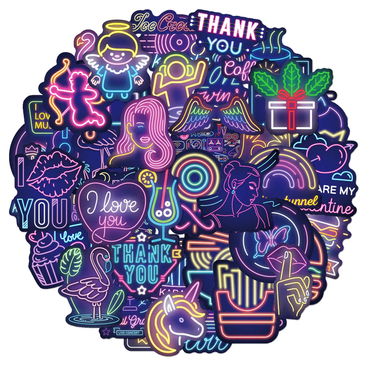 Neon sticker Graffiti motorcycle helmets bumper decor luggage sticker waterproof cute light color pattern vinyl stickers