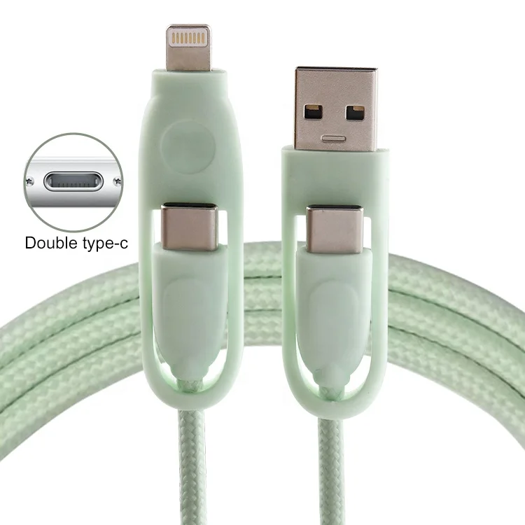 Latest 4 in 1 Usb type-c cable green USB Cable For 8PIN lightning cable