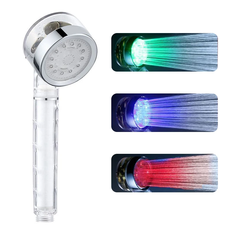 PowerSpa 3-colors LED Shower Head Combo with Air Jet LED Turbo Pressure-Boost Nozzle Technology, Hand Shower with Fan