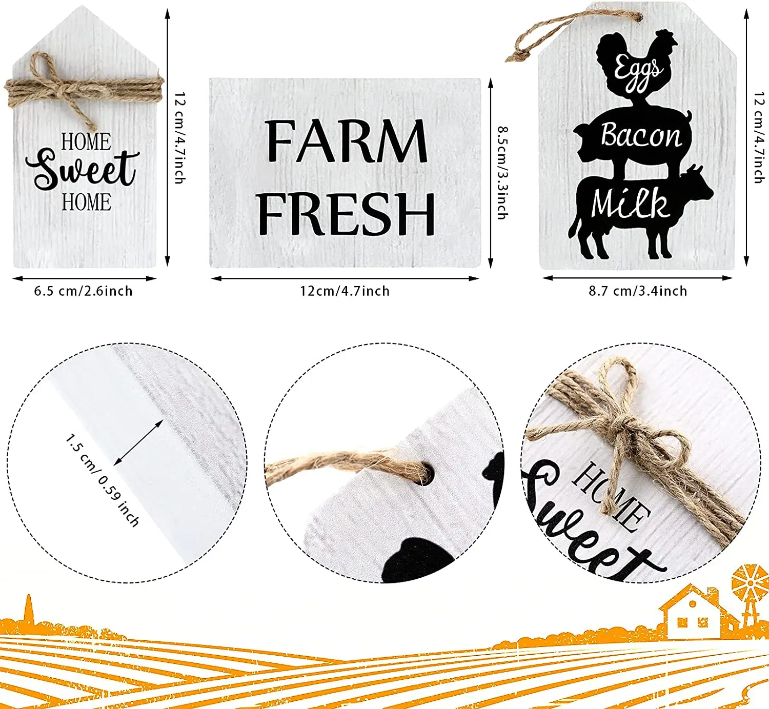 Farmhouse Tiered Tray Decorations Set Home Sweet Home Wood Sign Eggs Bacon Milk Sign and Rustic House Shaped Table Decor