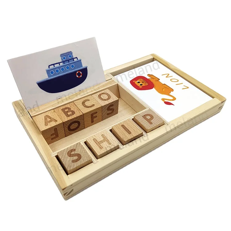 Custom Early Educational Wooden Puzzle Selling Word Game 26 English Letter Learning Word Puzzle for Children