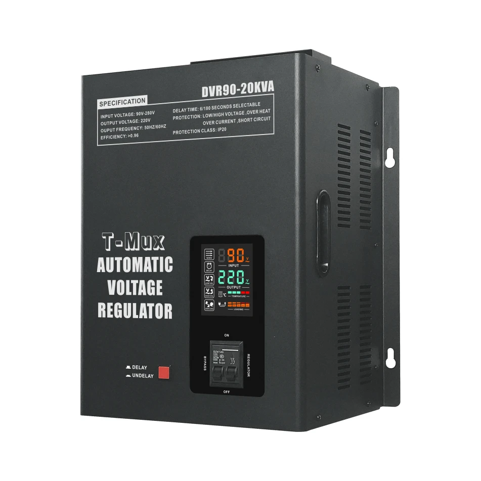 Tmux 20KVA to 5KVA available relay type LED screen voltage regulator voltage stabilizer for air conditioner and home