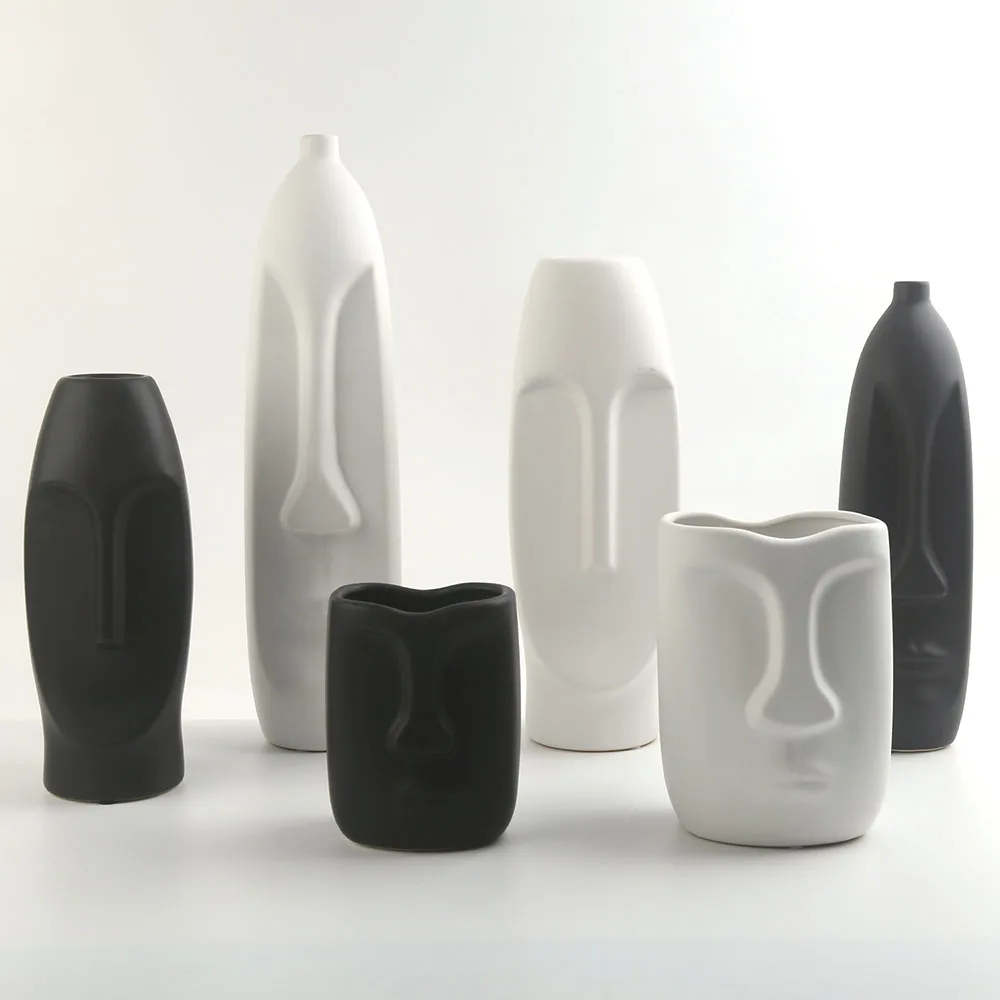 31 см декоративные керамические скандинавские цветочные вазы ручной работы в форме лица для женщин и мужчин
