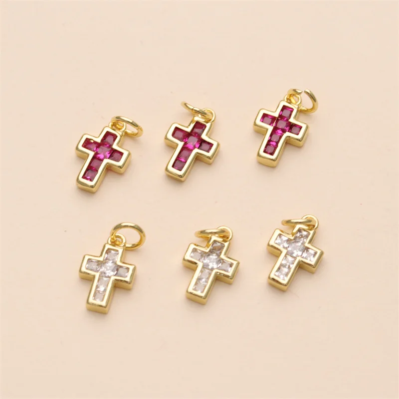 Wholesale  18K Brass  Gold Plated Cross Charms For Bracelet Making DIY