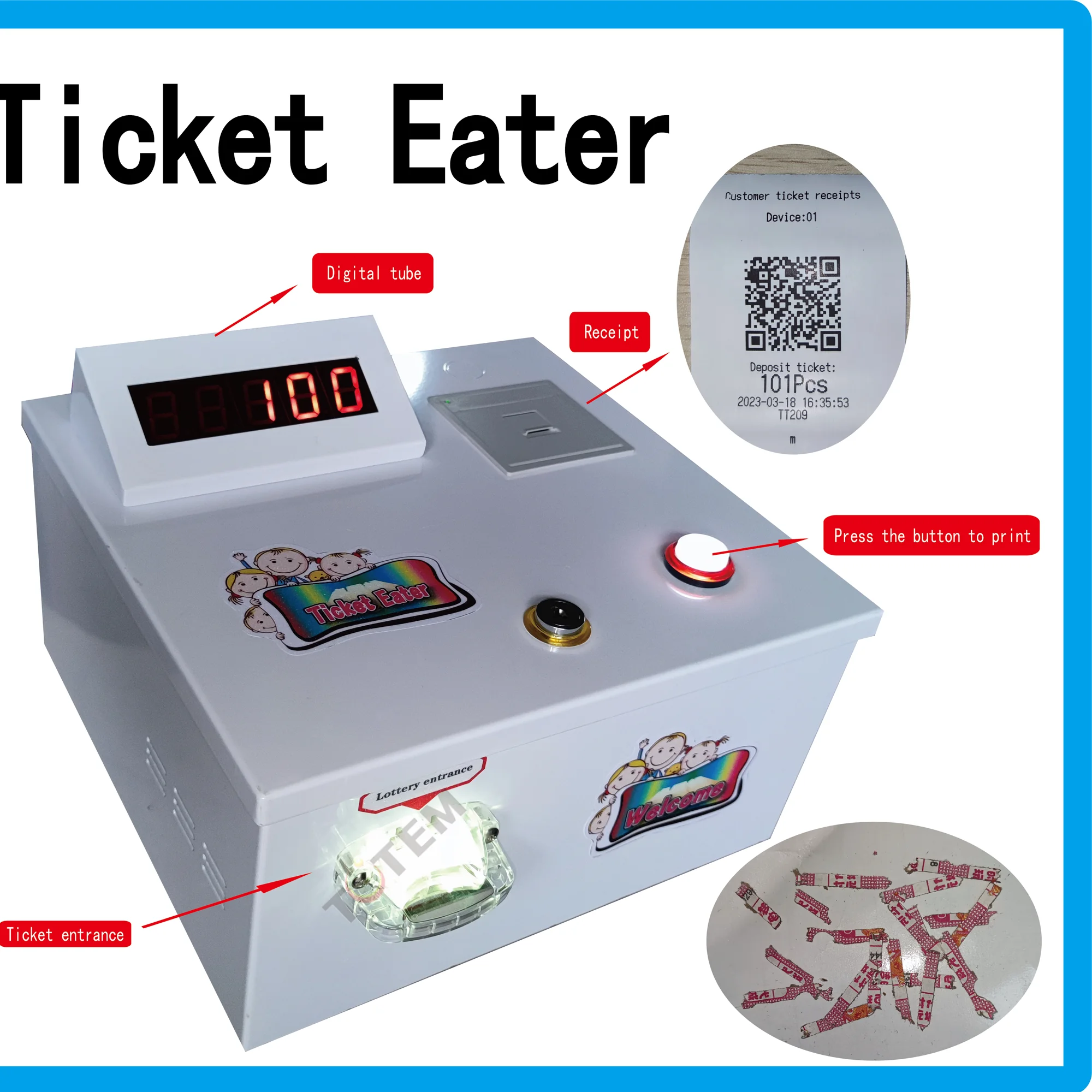 Automatic ticket counter eater ticket cutting machine high quality chassis pattern customization