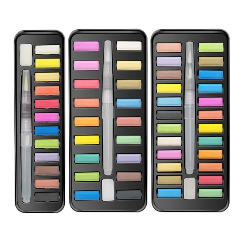 Набор акварельных красок с кисточкой, 12/18/24/36 цветов