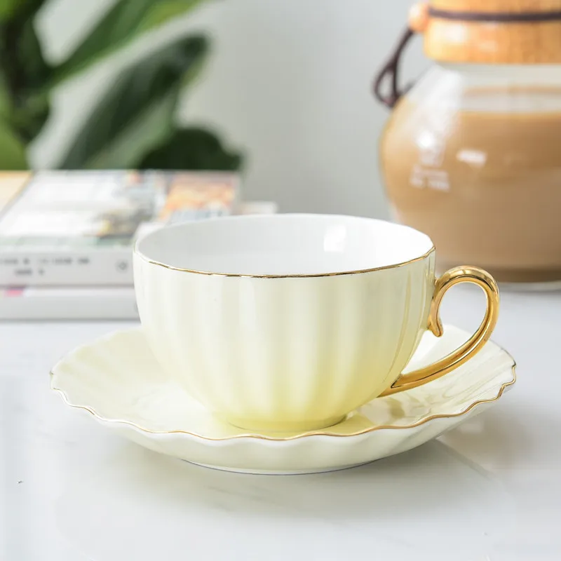 
Coffee Cups and Saucers with Gold Trim Cappuccino Cups Ceramic cup 