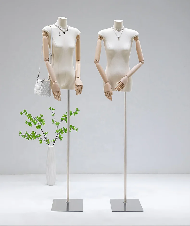 Model mannequin female women clothing wide shoulders half body showcase window fashion store display stand full body