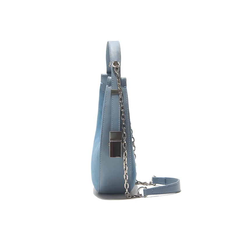 Manufacturer Guangzhou Leather Bag Australia Designer 2021 Half Moon Shoulder Chain Bag Pu Leather Large Hobo Bag