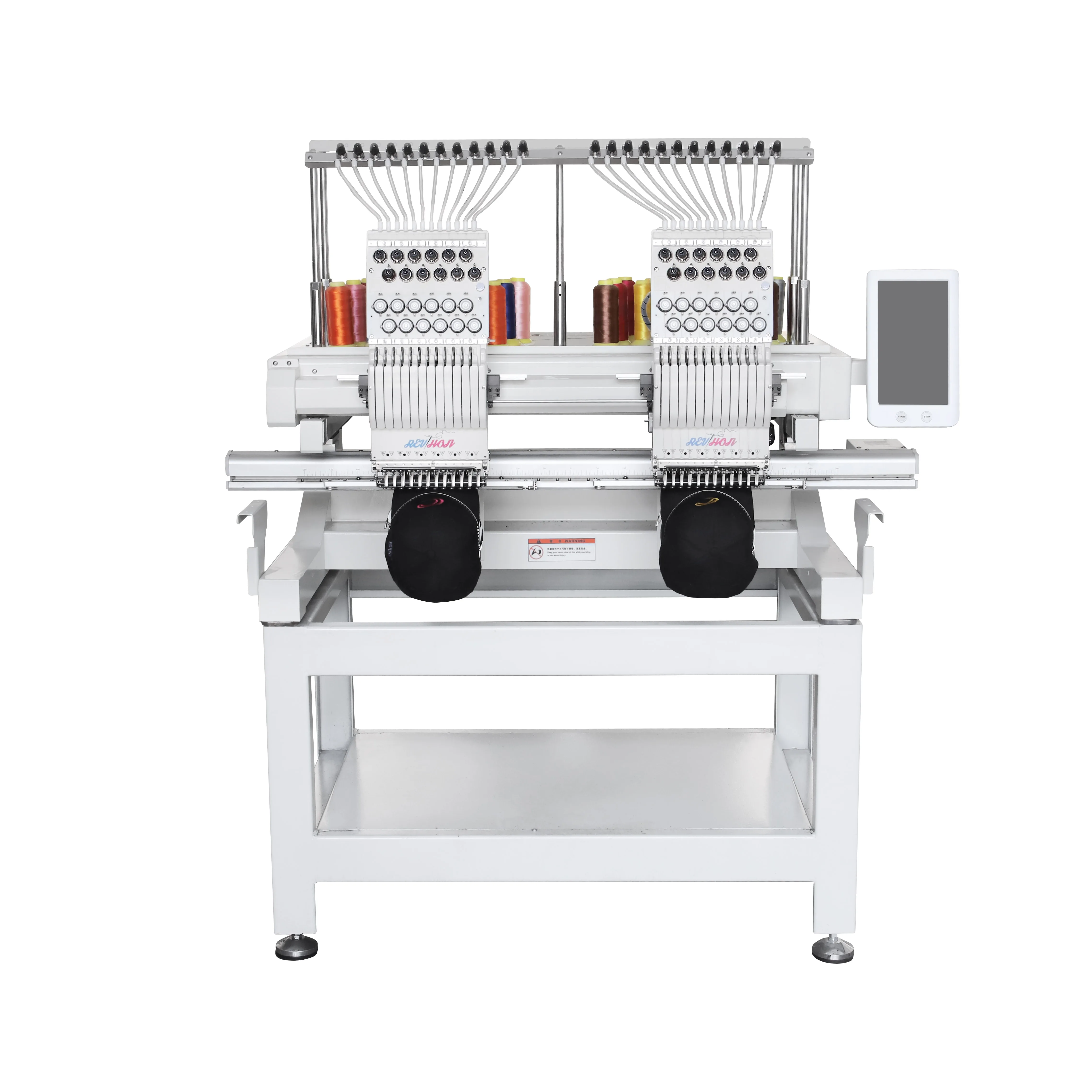 QHM easy operate factory price fully automatic industrial  two heads embroidery machine computerized