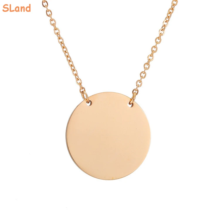 SLand Jewelry Manufacturer Wholesale dainty Gold plated 316L Stainless Steel Horizontal Bar Necklace engravable name Gift
