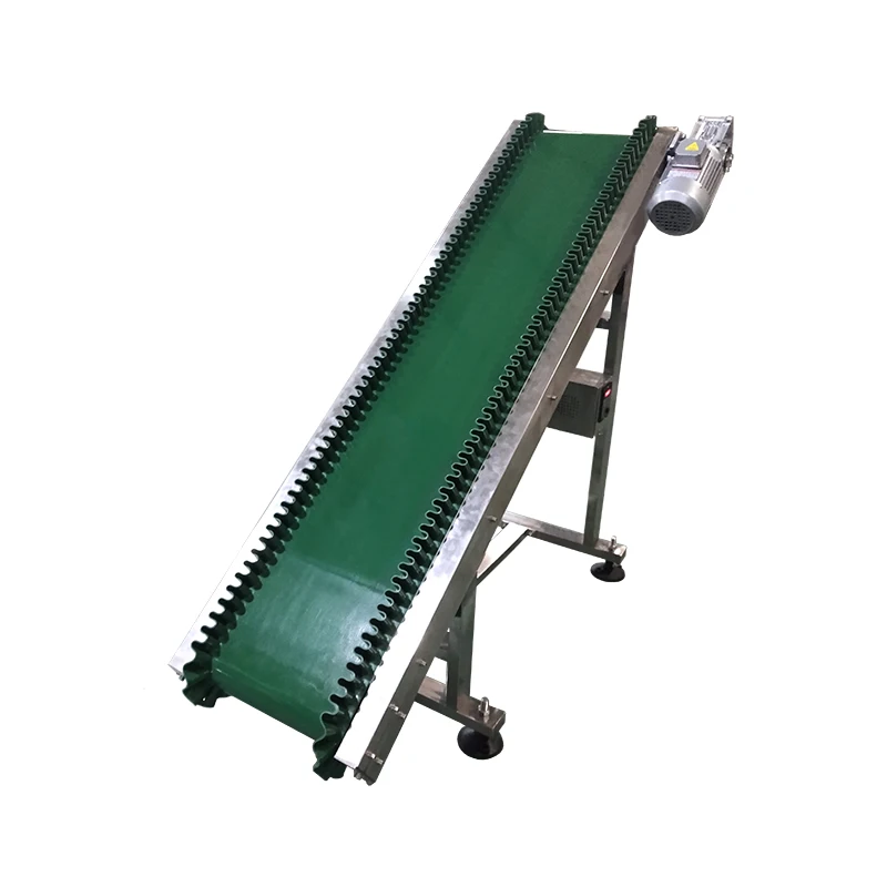 LHJ Automatic Electric Driven Incline Conveyor Belt Fabric Machine PVC PU Rubber Belt Conveyor With Side Wall  For Food Industry