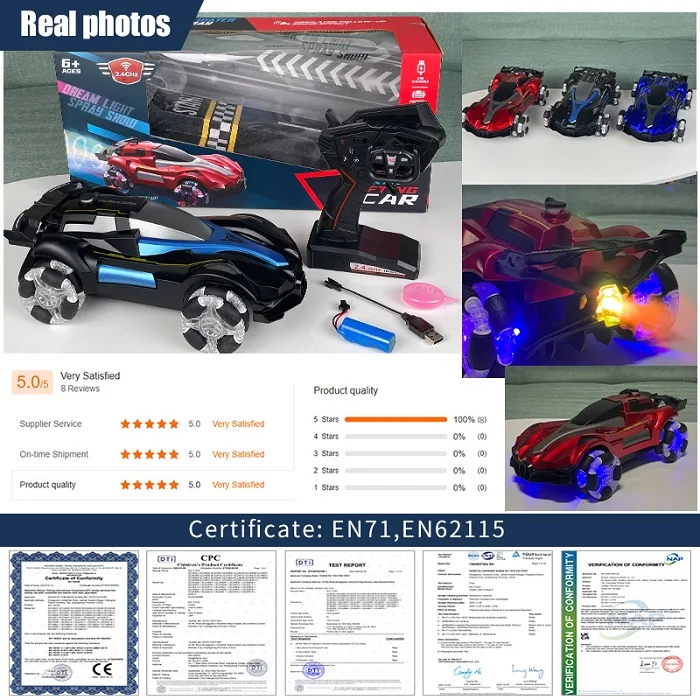 Remote Control 4wd Drive Light Spray Car 1:12 RC Drift Racing Car Tail Water Smoke Jet Toy Vehicle With Music