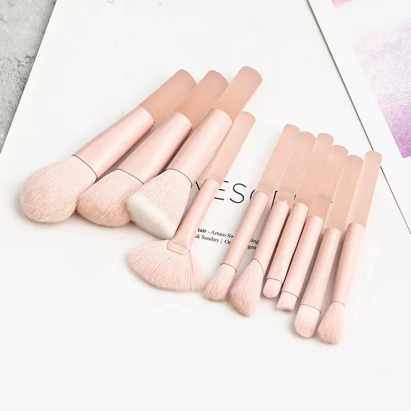 10 Pcs Makeup Brush Set for Travel Makeup Brush Kit Wholesale Mini Peach Pink Synthetic Hair Lipstick Set Foundation Brush
