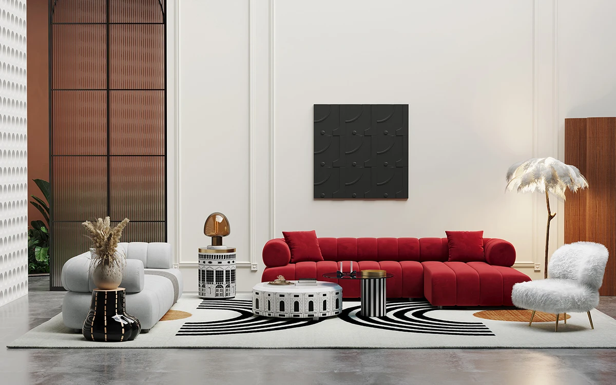 Living room loveseat fabric velvet sofa modern design soft fabric sectional sofa villa furniture high quality nubuck fabric sofa