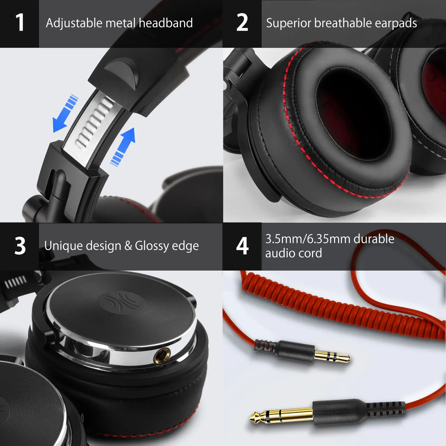 Oneodio Pro-50 Wired Studio Headphones Stereo Professional DJ Headphone with Microphone Over Ear Monitor Earphones Bass Headsets