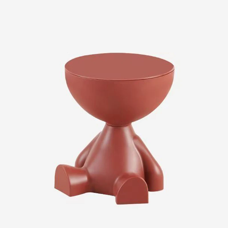 Creative living room round small red plastic sofa side coffee table cute art multifunctional shelf corner table