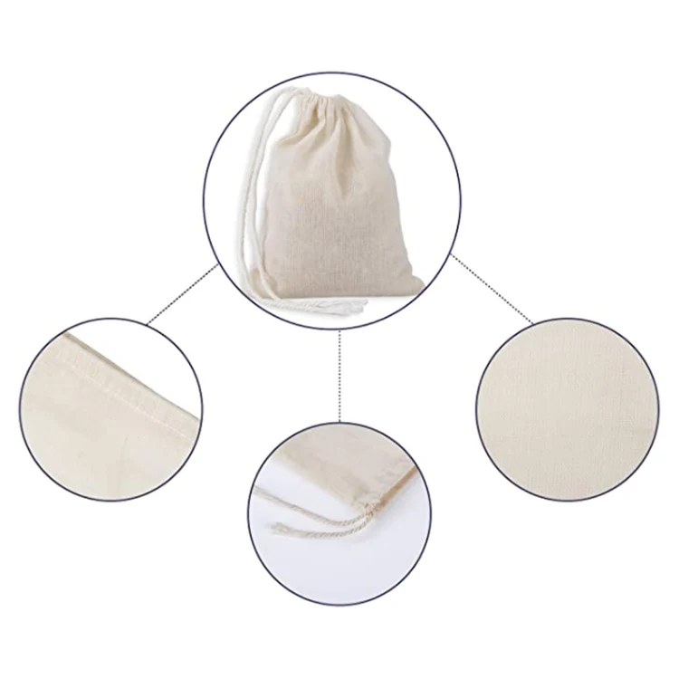 Tea Jewelry Wedding Party Favors Storage cotton mesh bag mini cotton packaging bags custom logo