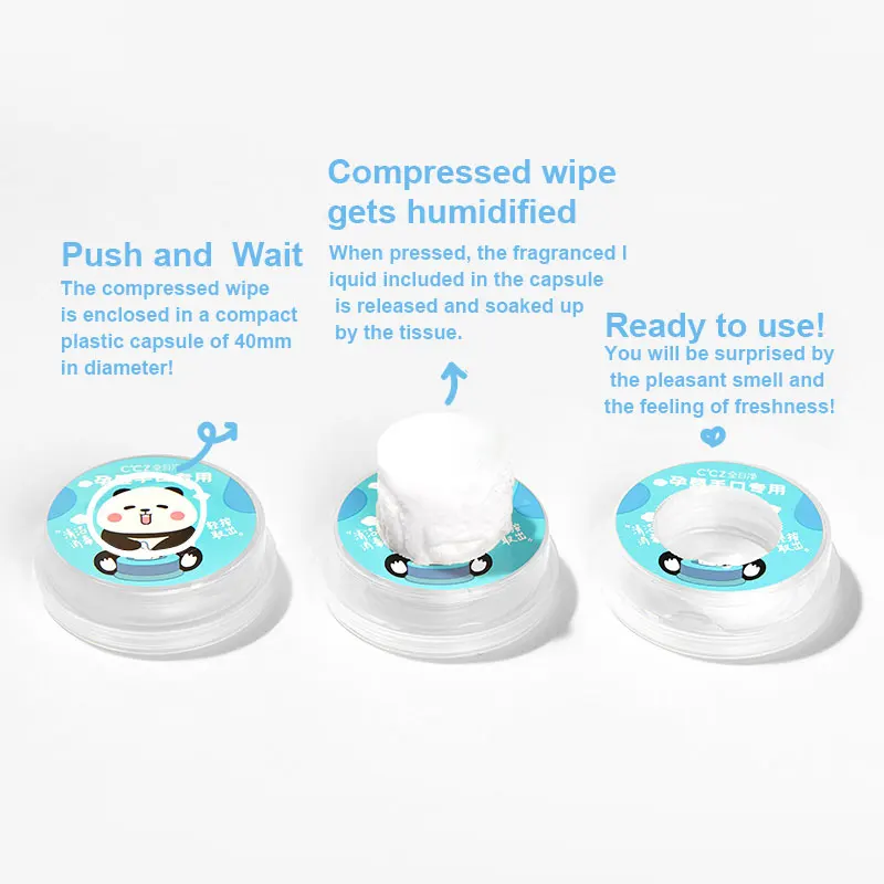 Portable Press wet wipes Disposable Magic Push Clean Compressed Wipes