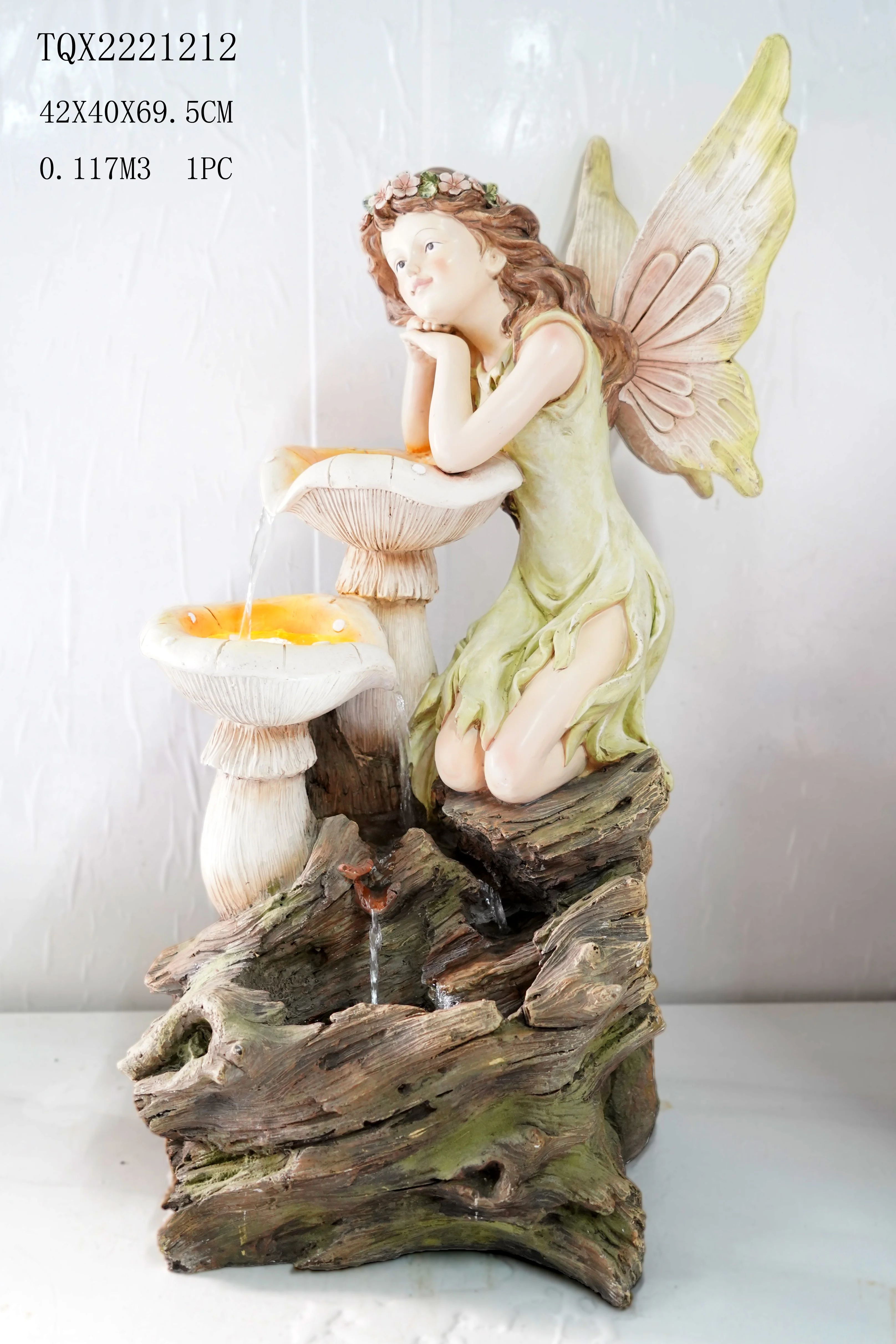 landscape garden decoration resin fairy statue water fountain outdoor