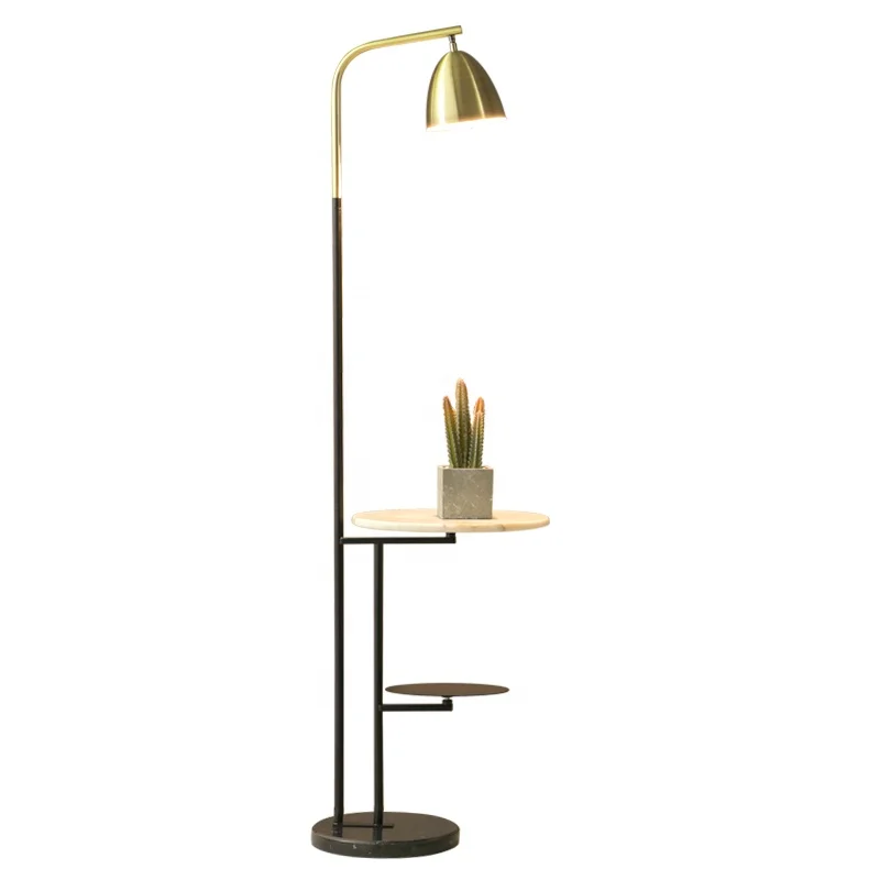 modern Gold color standing floor lamp corner shelf floor lamp with table 3 buyers