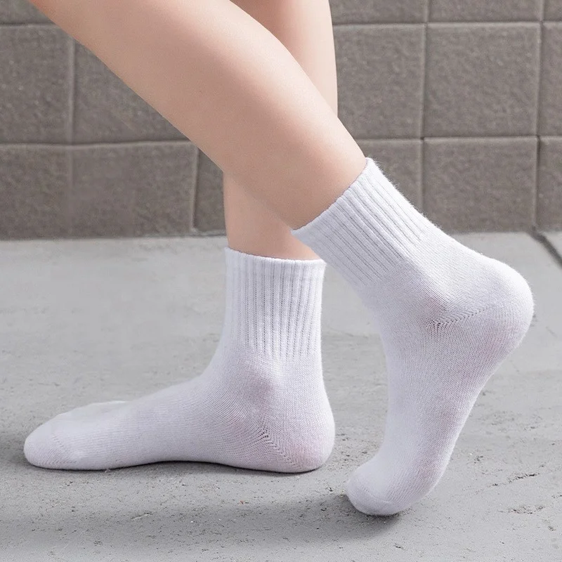 Young Boy Cotton Socks Teen School Exercise Custom Kids White Socks With Logo