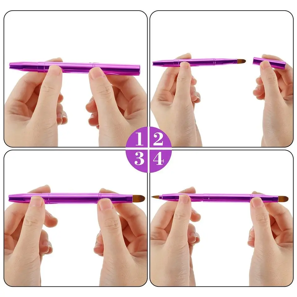 Double Side Nylon Hair Angled Eye Shadow Makeup Brush Double Ended Retractable Eyebrow Eyeshadow Concealer Lip Brush And Custom