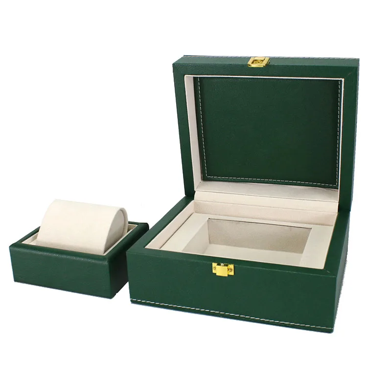 Luxury Customized Single Slot Green Watch Box Watch PU Leather Box Cases With Lock Modern Watch Winder Box
