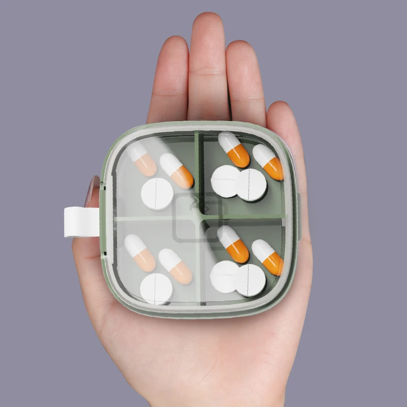 Wholesale Plastic Mini Medicine Storage Home Use Origanizer Daily Weekly Portable Pocket Cases Travel Four Grid Small Pill Box
