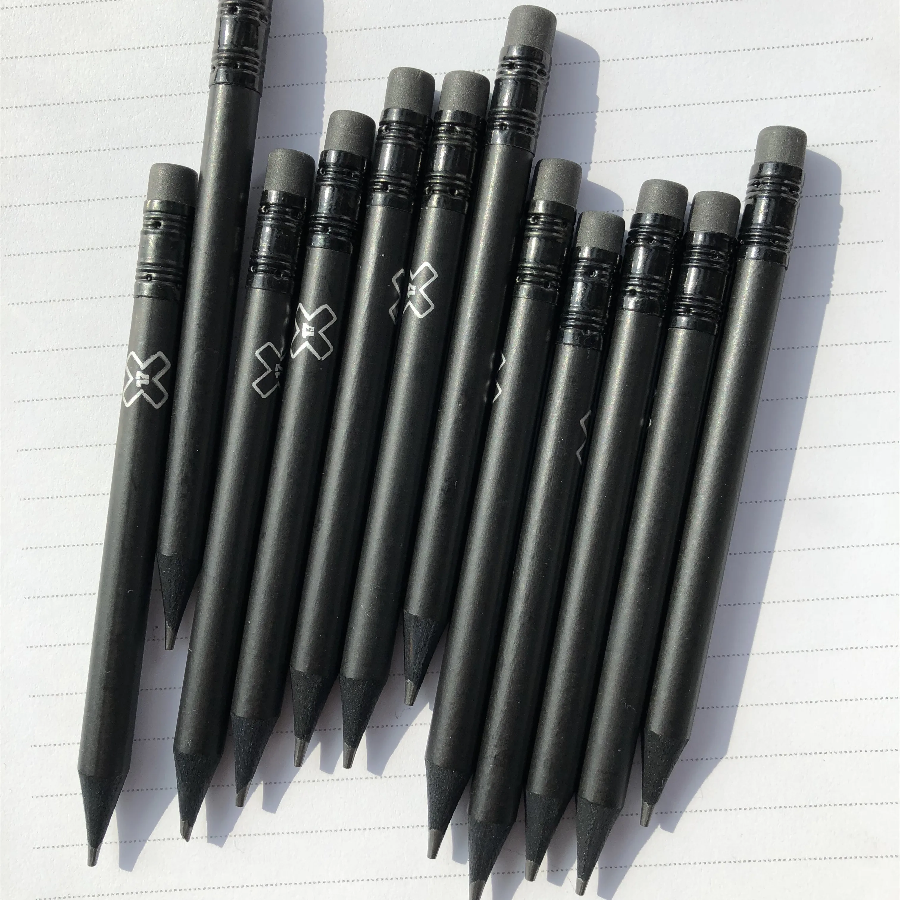 Personalized Wood HB Mini Golf Graphite Pencil with Eraser,Custom Logo Black Wood  Pencils With Crown for Kids & adults.