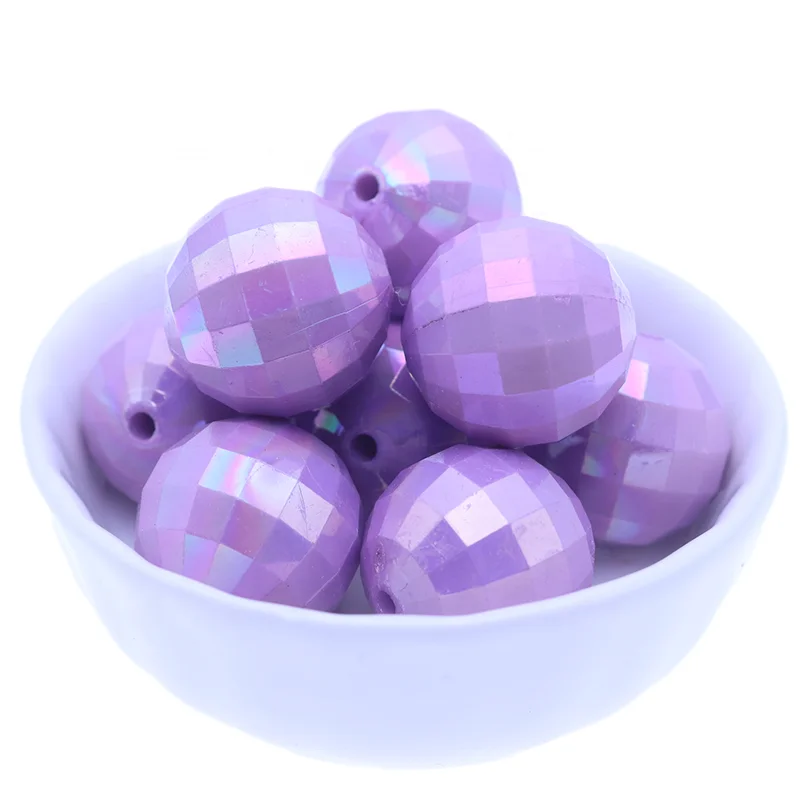 Top Selling Slide Solid Disco Round Chunky Fashion Cranberry Rose AB Acrylic Beads